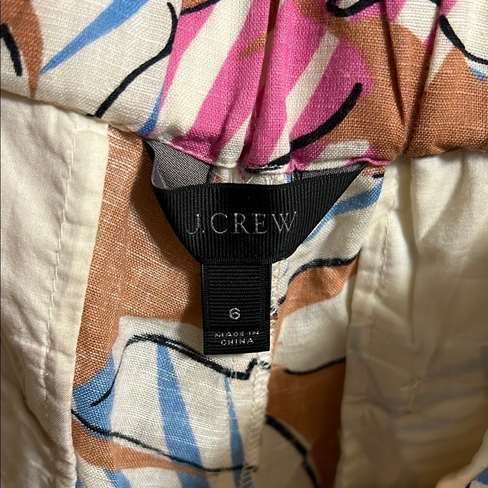 J. Crew Brown and Blue tropical floral linen joggers - Picture 8 of 8